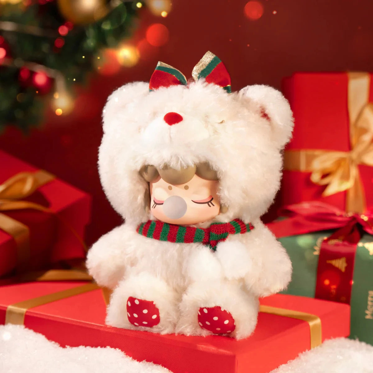 Nanci Christmas Bear Plush Pendant Collectible Plush Doll Toys Gift for Kids Friends Adults