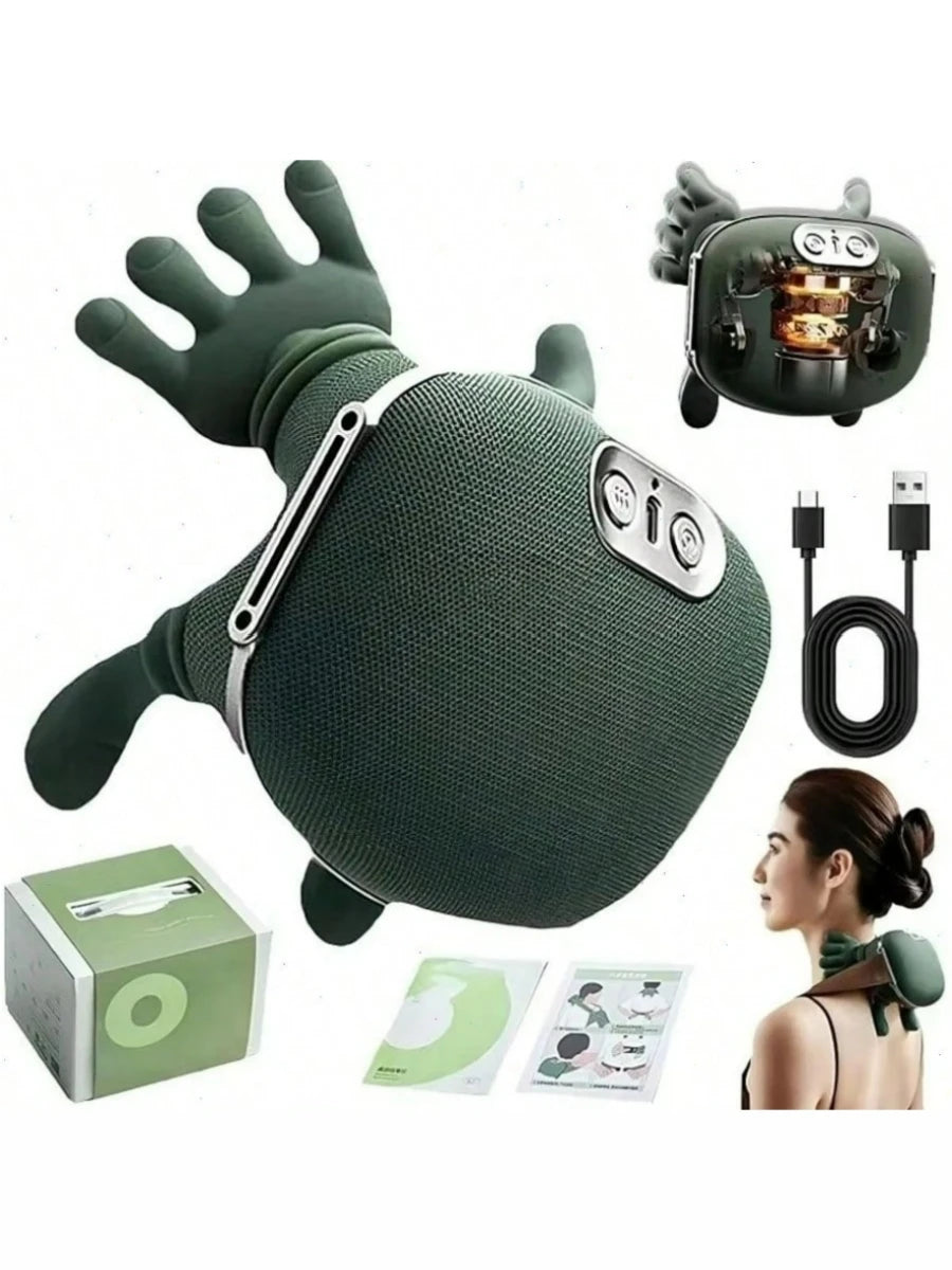 Advanced 4D Shiatsu Neck and Shoulder Massager with Heat & Finger Massage - Wireless, Deep Tissue, Simulated Human Hand Design F