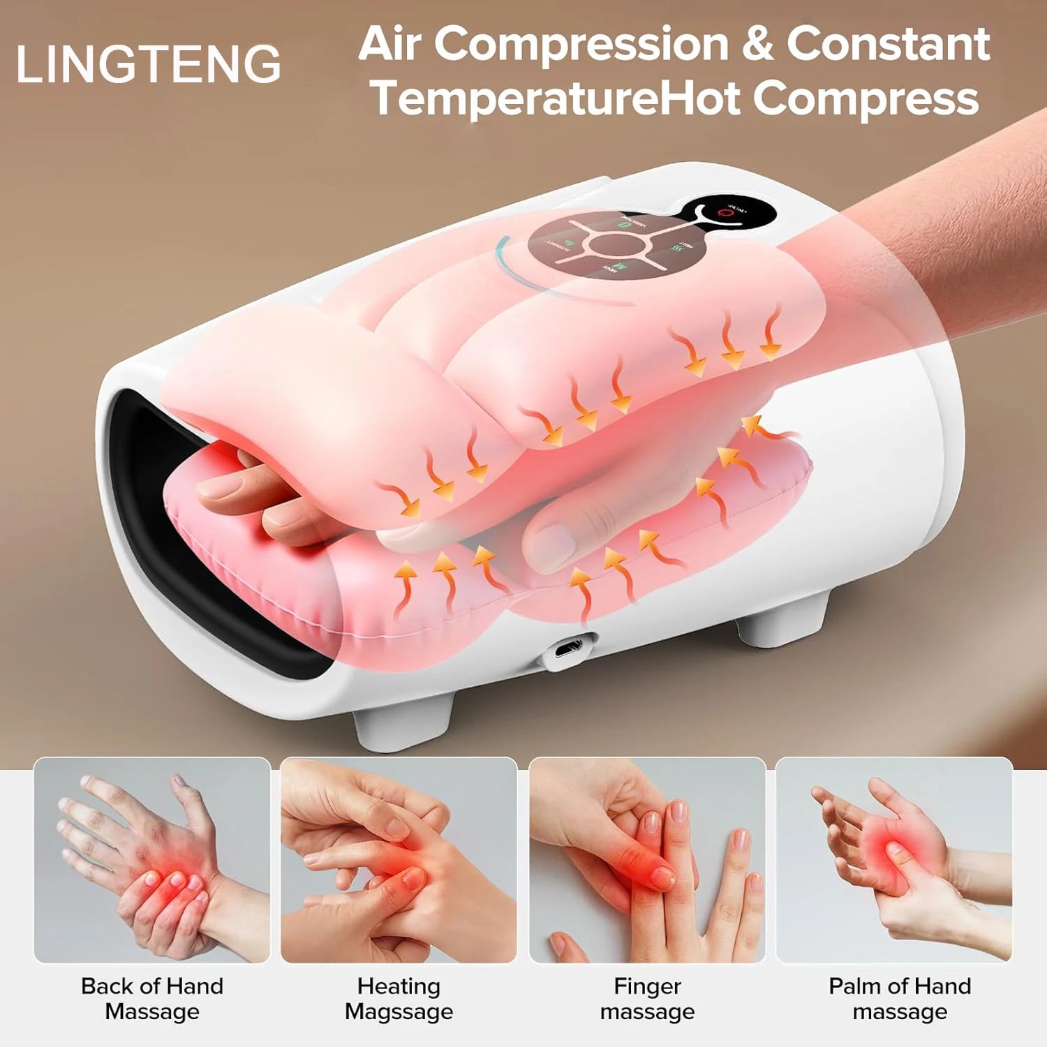 Hand Massager, a Mother'S Day Gift or Birthday Gift for Mom, Hand Massager with Heating and Pressure Functions, Wireless and Cord-Free Hand Massager, Suitable for Arthritis and Carpal Tunnel Syndrome