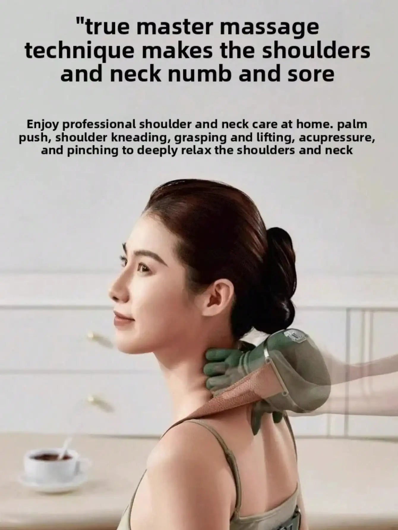 Advanced 4D Shiatsu Neck and Shoulder Massager with Heat & Finger Massage - Wireless, Deep Tissue, Simulated Human Hand Design F