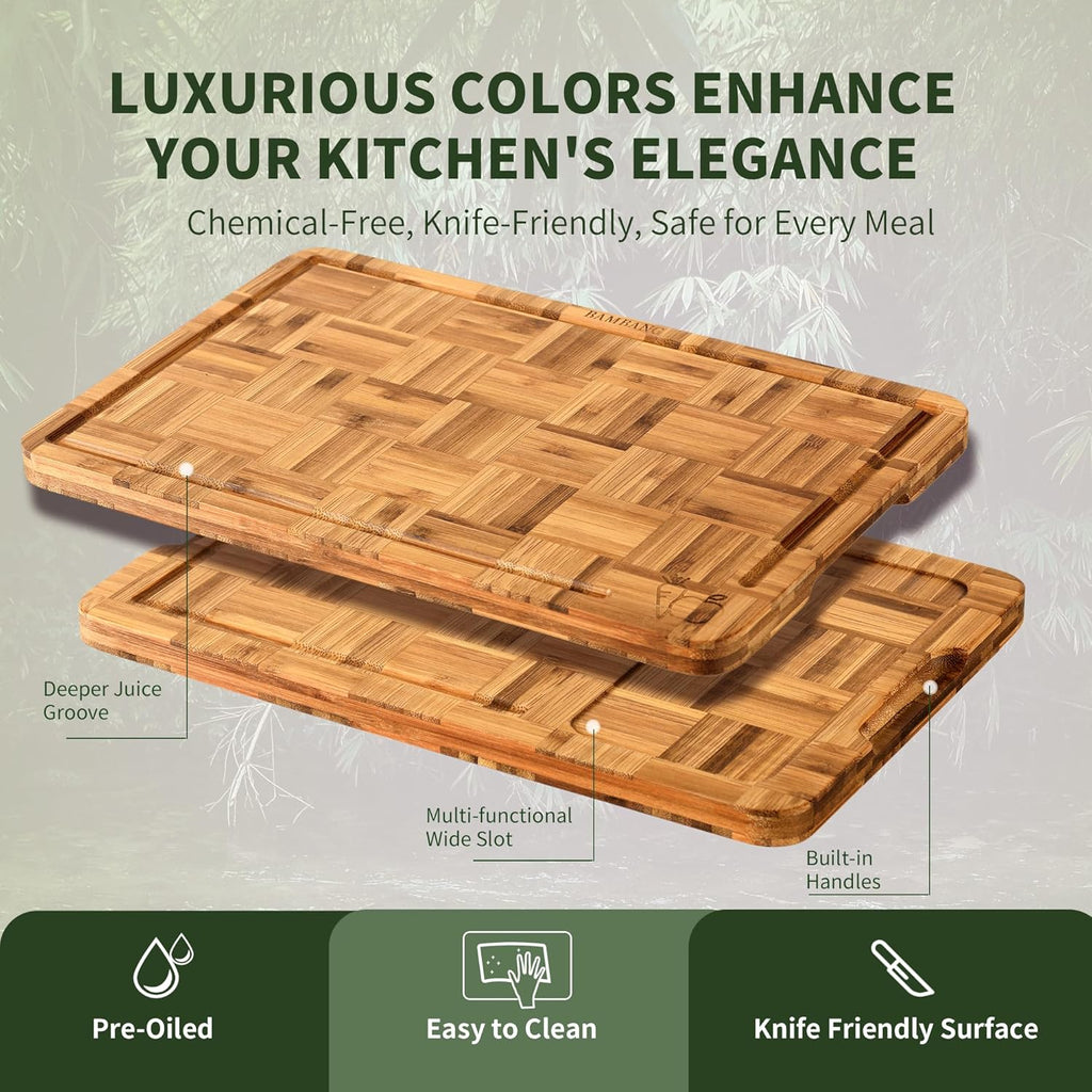 Bamboo Cutting Board for Kitchen with Juice Groove