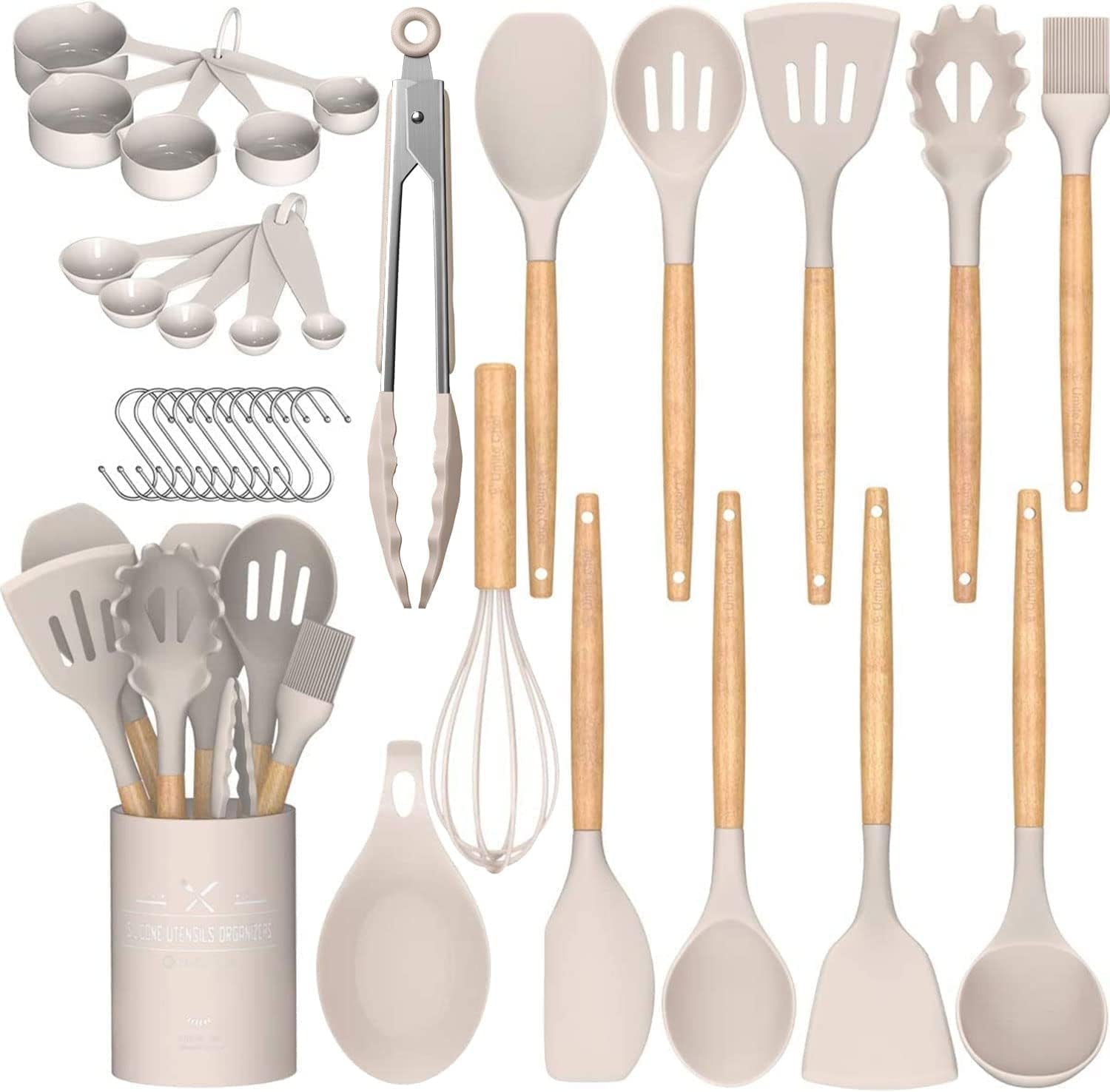 Kitchen Cooking Utensils Set, 33 Pcs Non-Stick Silicone Cooking Kitchen Utensils Spatula Set