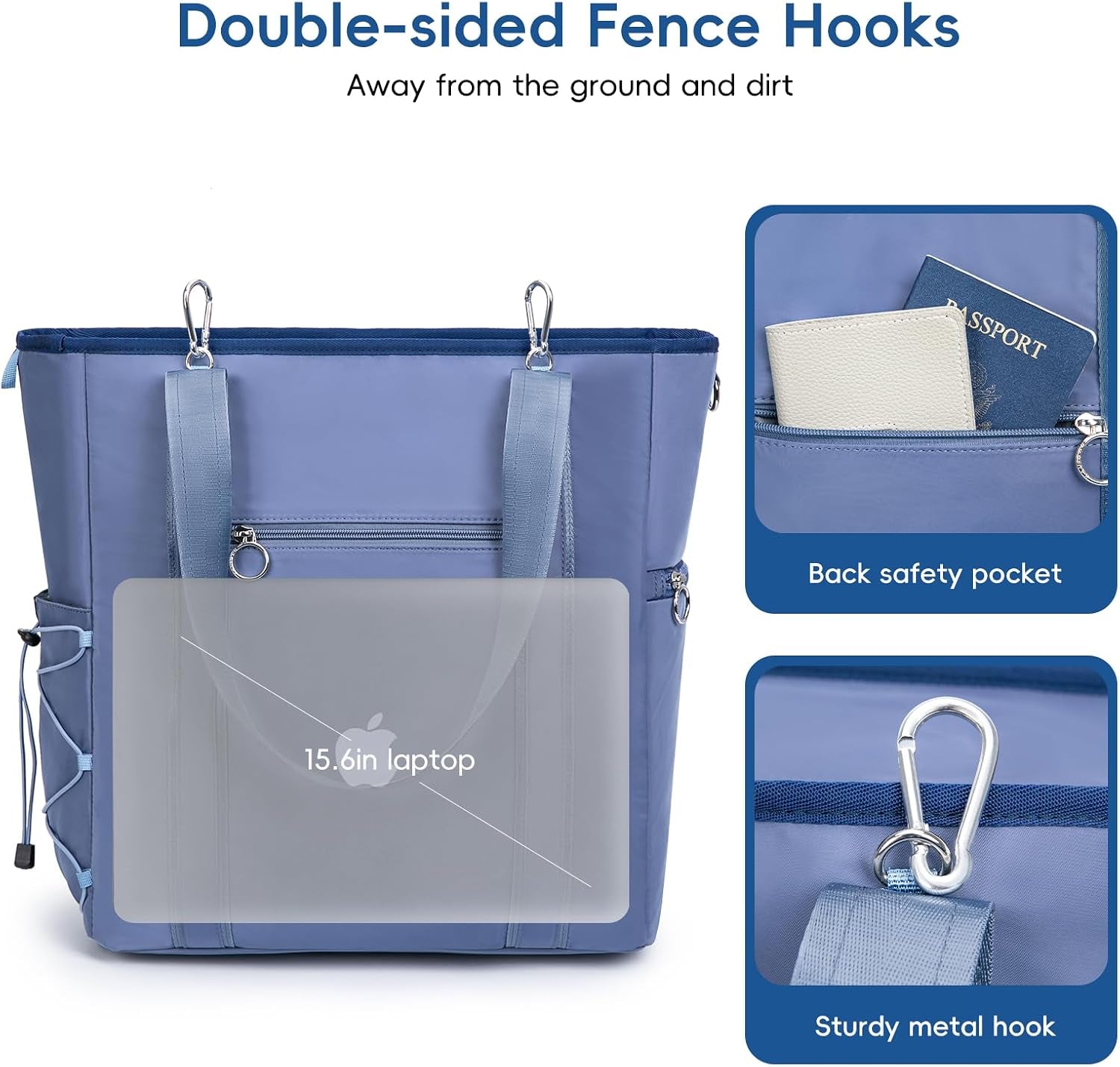 Premium Pickleball Tote Bag for Women with Fence Hook, Quilted Pickleball Bag Holds 3-4 Paddles 