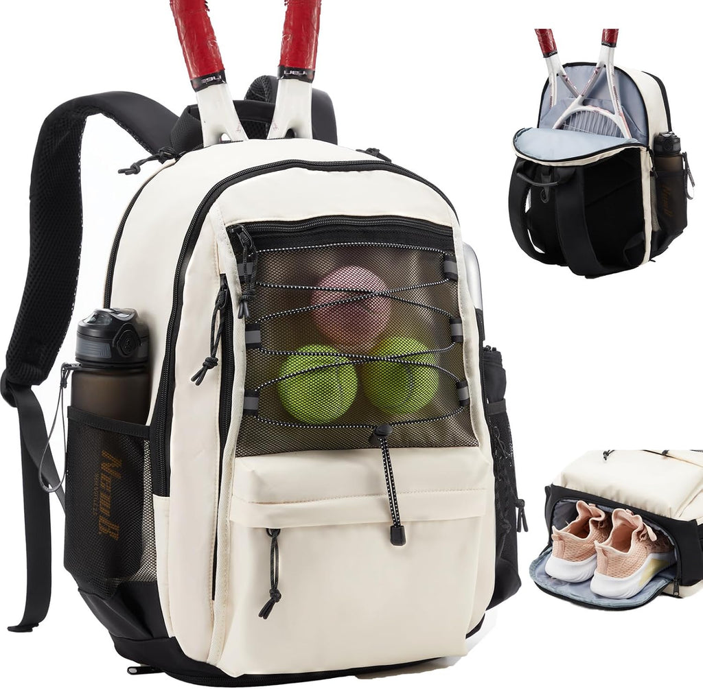 Tennis Bag, Tennis Backpack for Women Men 2 Rackets with Insulated Pocket Shoe Compartemnt for Pickleball Tennis