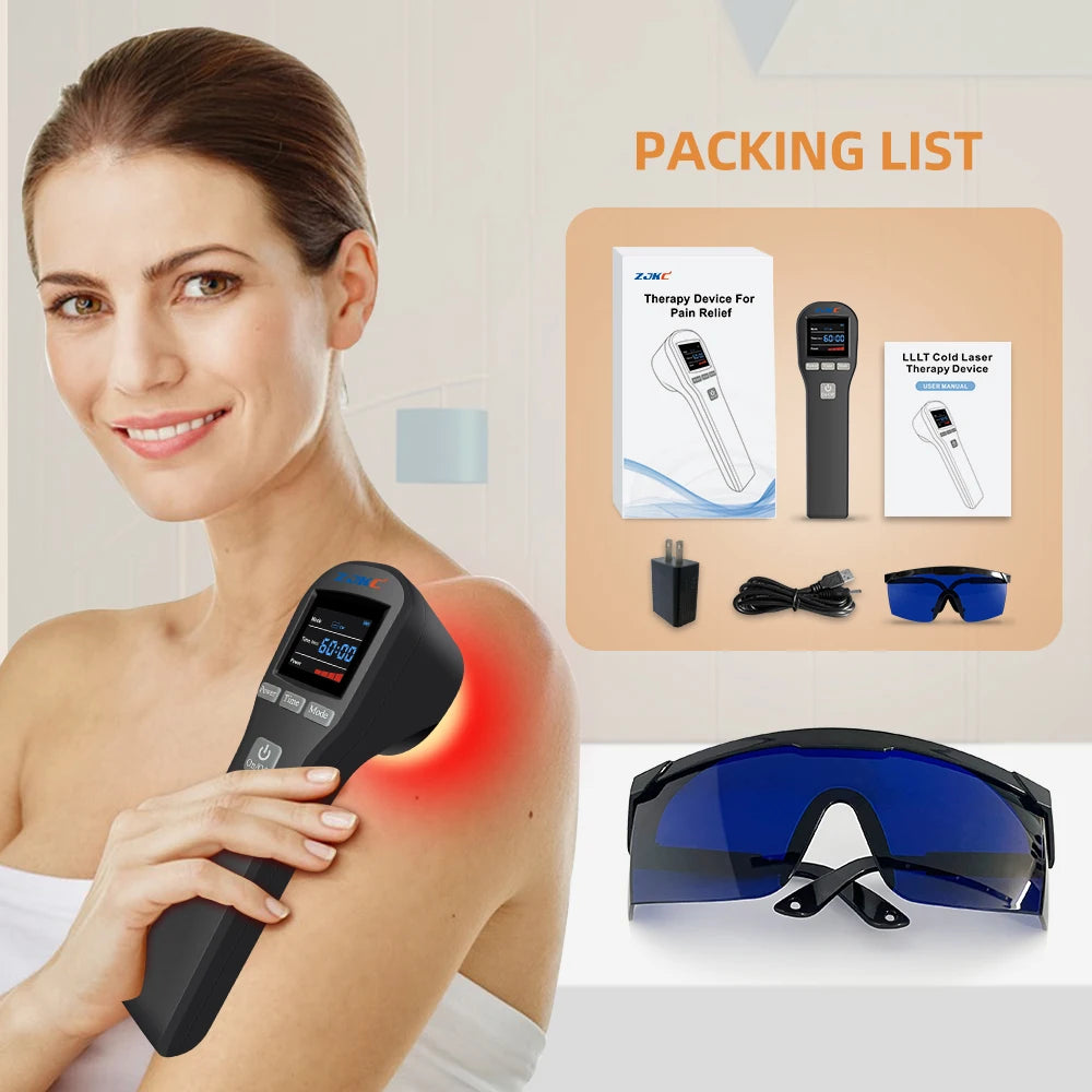 ZJKC 880Mw 650Nm×16+808Nm×4 Infrared Red Light Handheld Massage Device Portable Daily Body Care Instrument