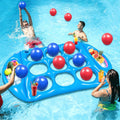 Tic Tac Toe Pool Toys Game Set: Giant Floating Board Set with 12 Balls & Cup Holders
