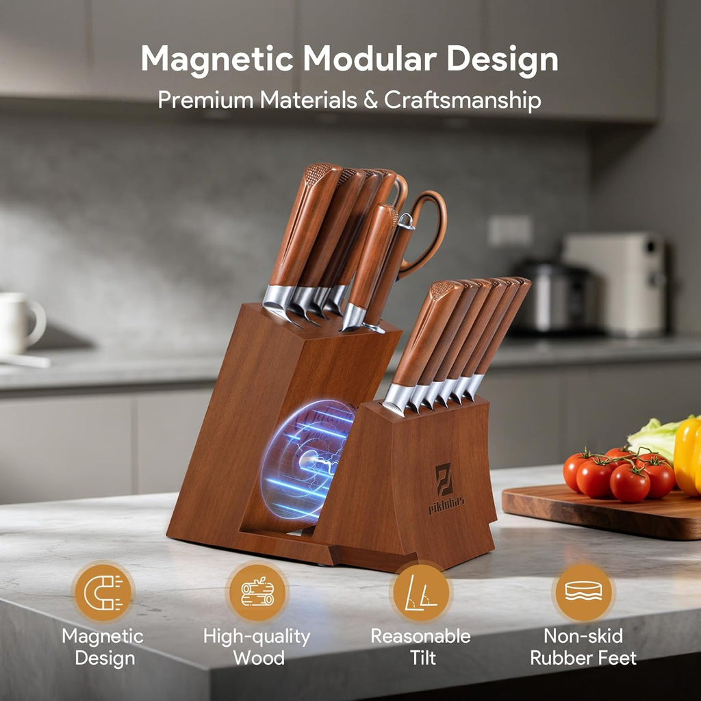 Premium Kitchen Knife  15 Pieces Knife Sets with Magnetic Detachable Knife Holder