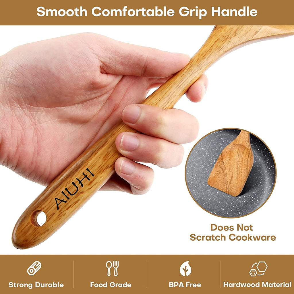 Wood Spoons for Cooking, Nonstick Kitchen Utensil Set