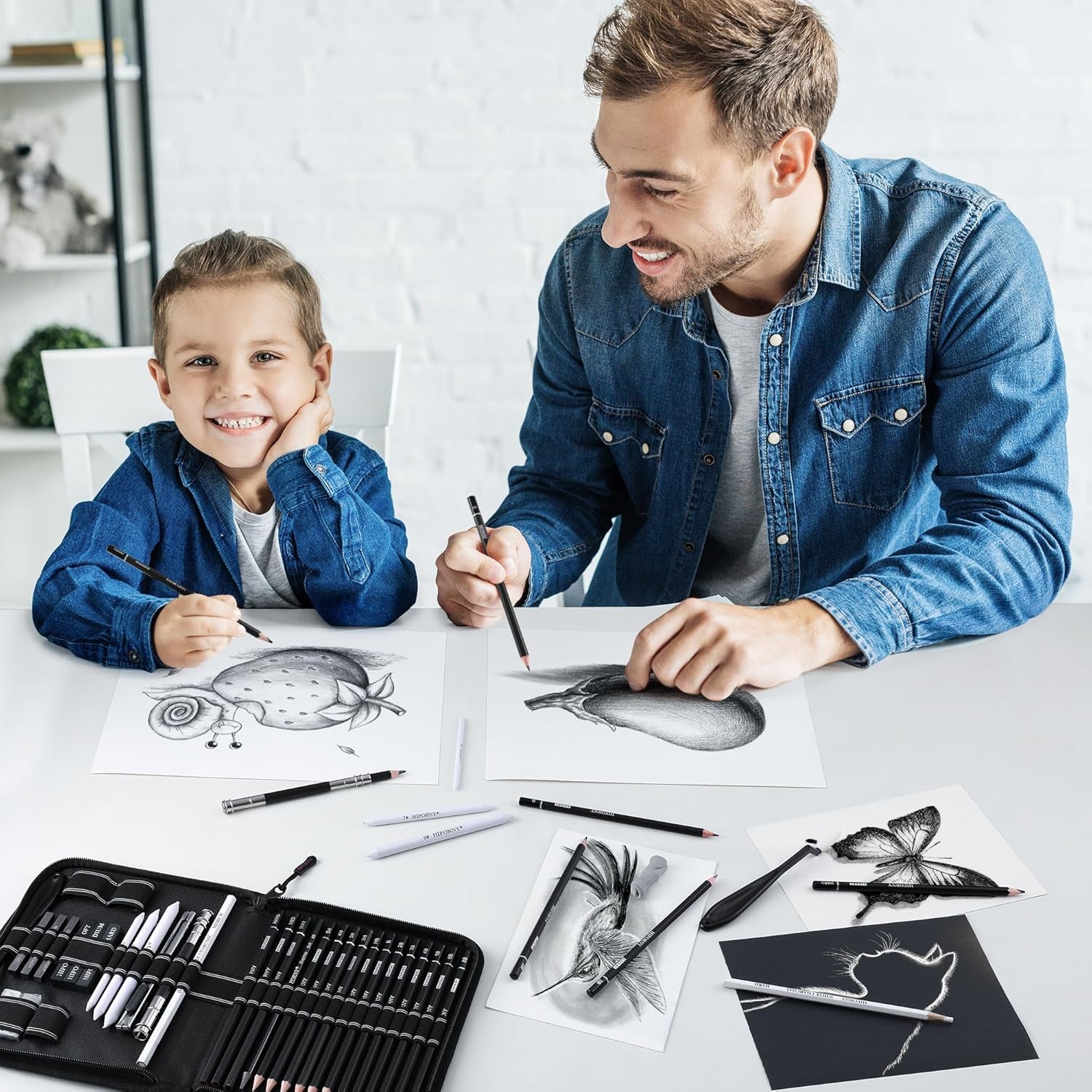 42 PCS Drawing Set, Sketching Kit with Graphite & Charcoal Pencils