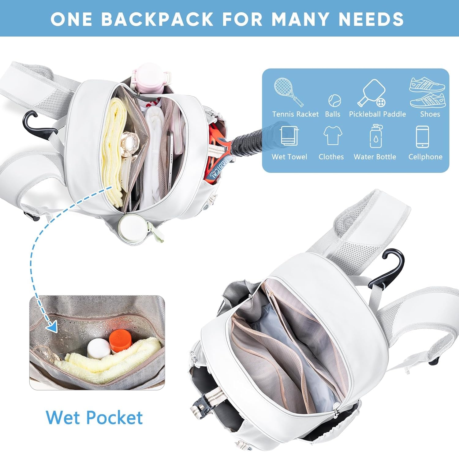 Tennis Backpack with 2 Rackets Holder