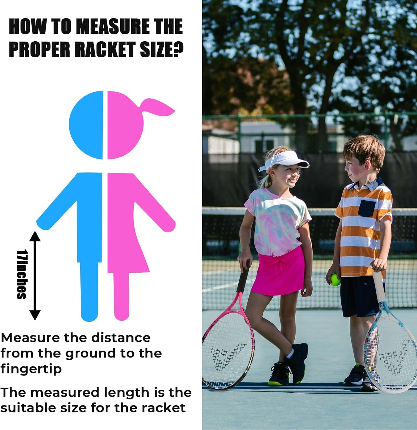 17" Graffiti Pink Kids Tennis Racket with 17" Green Kids Tennis Racket