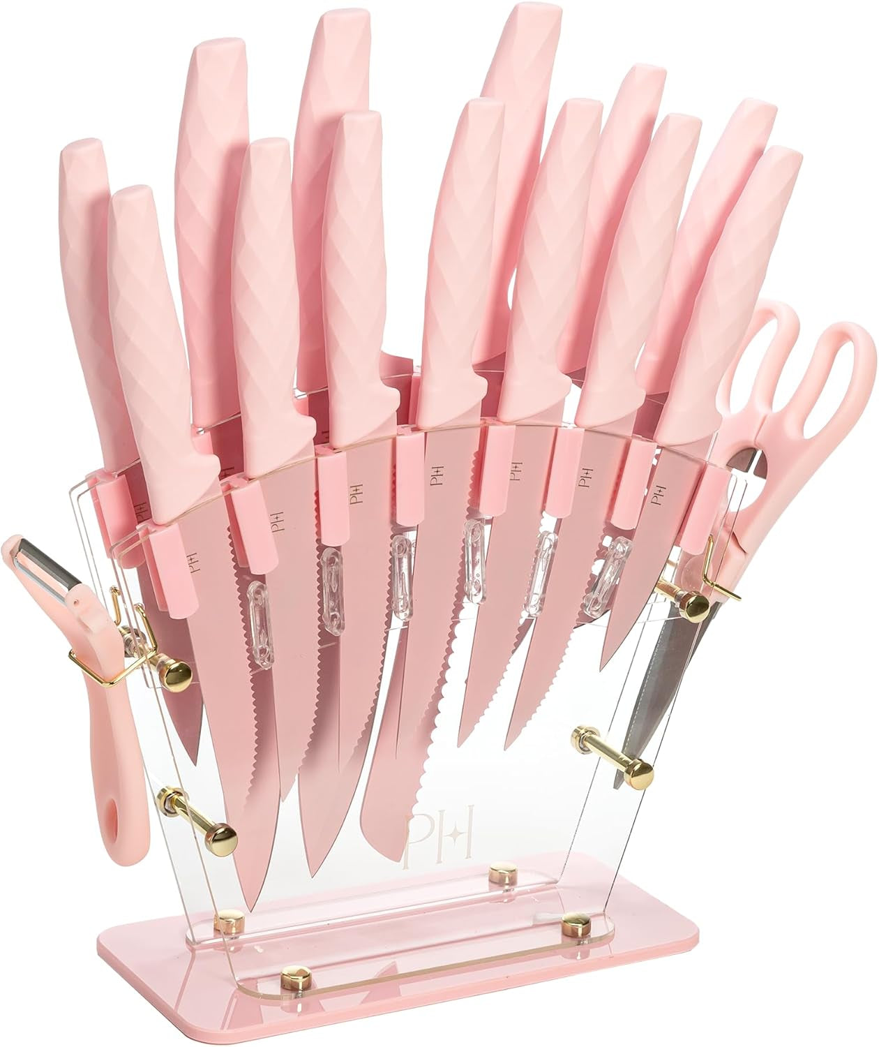 Knife Block Set with Fan Style Clear Acrylic Knife Block Premium 