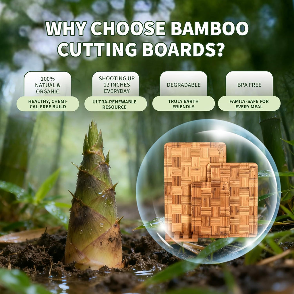 Bamboo Cutting Board for Kitchen with Juice Groove