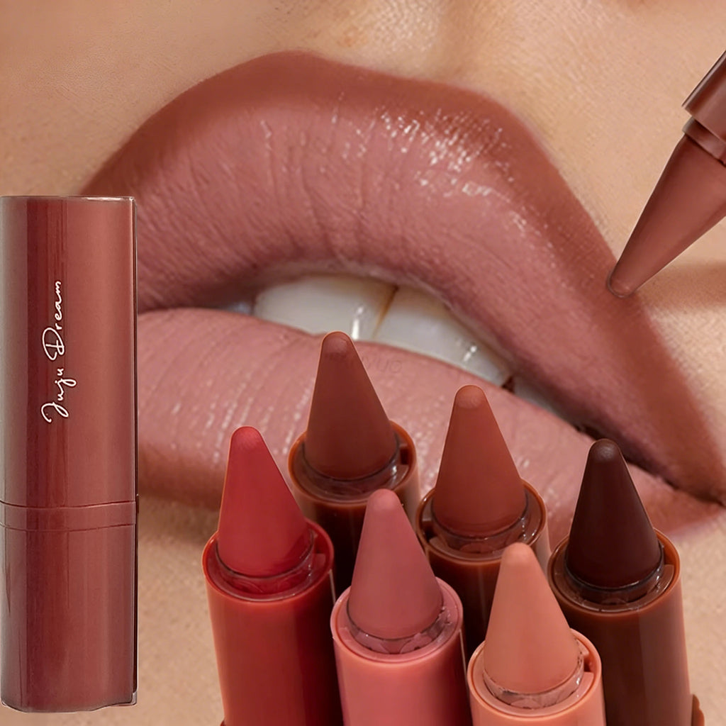 Lipstick Pen Twist up Lip Liner Multipurpose Powder Blusher Velvet Matte Waterproof Lip Contour Non Stick Cup Lip Rouge Makeup