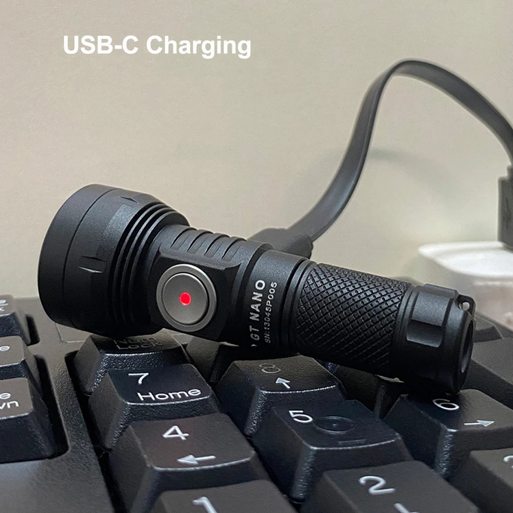 Professional Outdoor Flashlight for Camping Hiking Outdoor Illumination Tool  GT NANO LED Flashlight 450 Meters USB TYPE