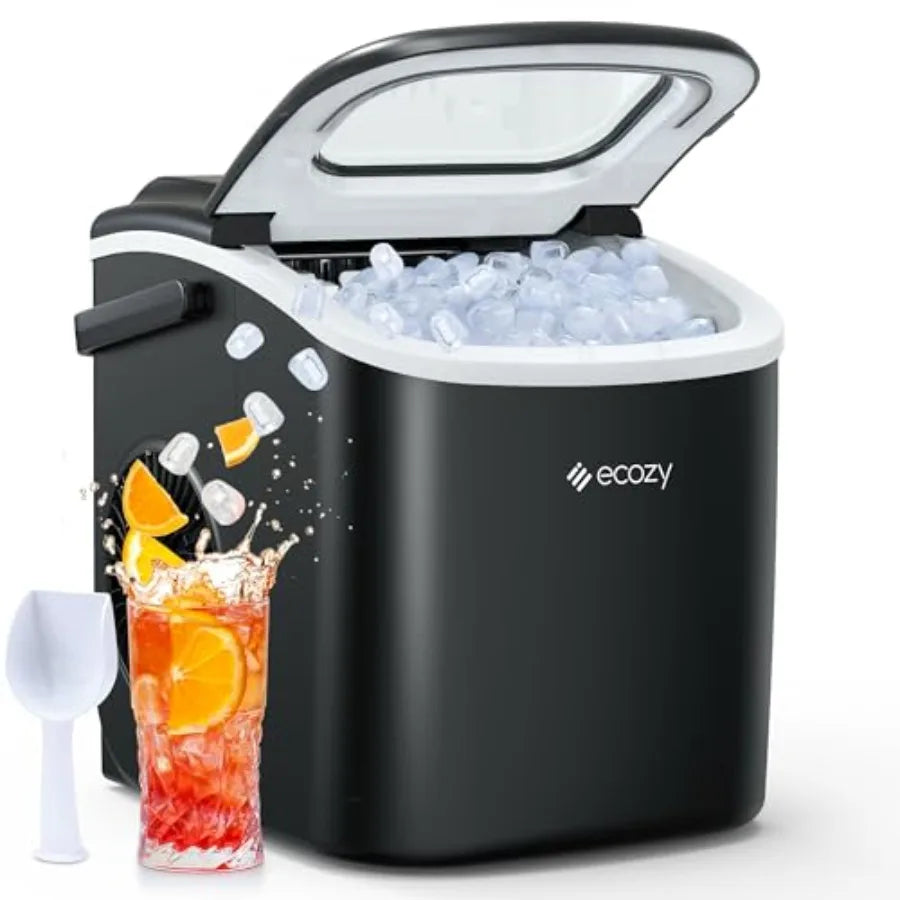 Countertop Portable Ice Maker for Home/Kitchen/Camping/Rv, Stainless Steel, Silver, 26Lbs Ice in 24Hrs, 9 Cubes in 6 Mins, Auto
