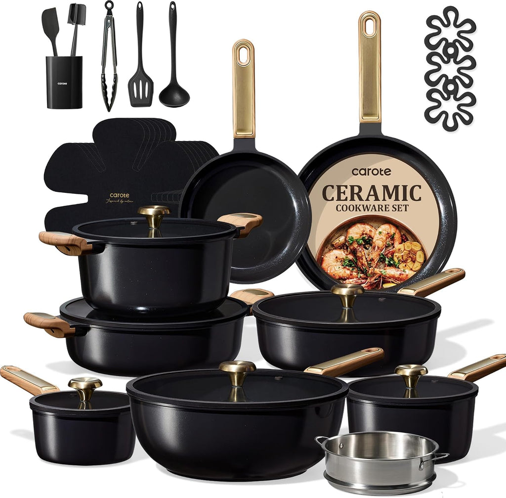 Premium Ceramic Cookware Set Nonstick, 31Pcs Pots and Pans Set Nonstick, Non-Toxic 