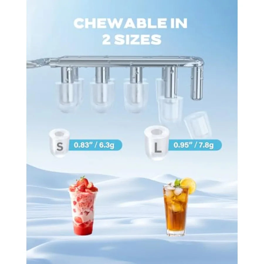 Countertop Portable Ice Maker for Home/Kitchen/Camping/Rv, Stainless Steel, Silver, 26Lbs Ice in 24Hrs, 9 Cubes in 6 Mins, Auto