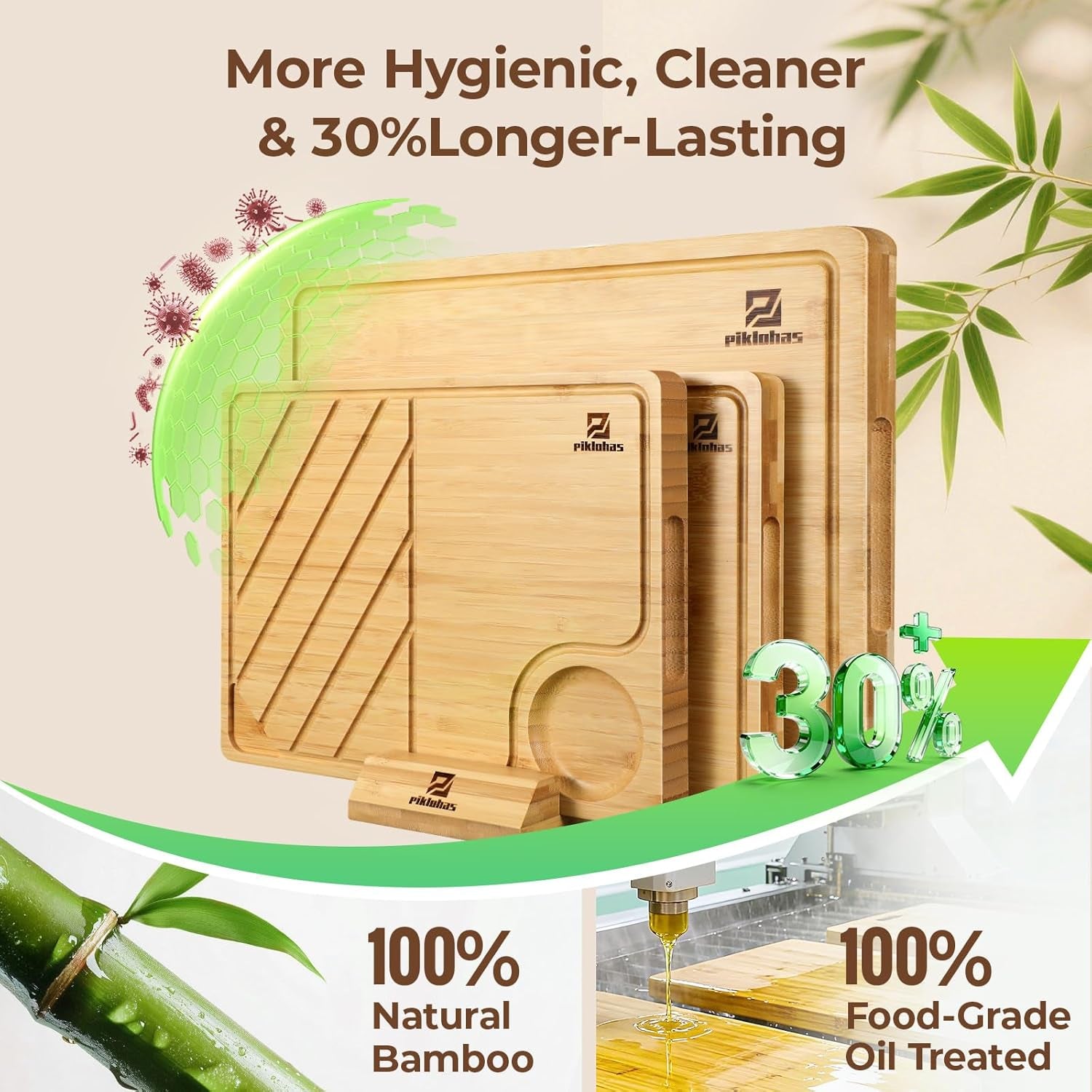 Premium Bamboo Charcuterie Chopping Board with Holder Non Slip