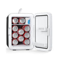 Portable 10L Mini Fridge for Bedroom, Office, Dorm: Black ABS Plastic Cosmetic Cooler with AC/DC Adapters, Ideal for Beverages,