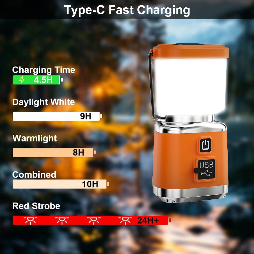 New Portable Camping Light Power Bank LED Camping String with Handles 4 Lighting Stepless Dimming Waterproof Outdoor Tent Light