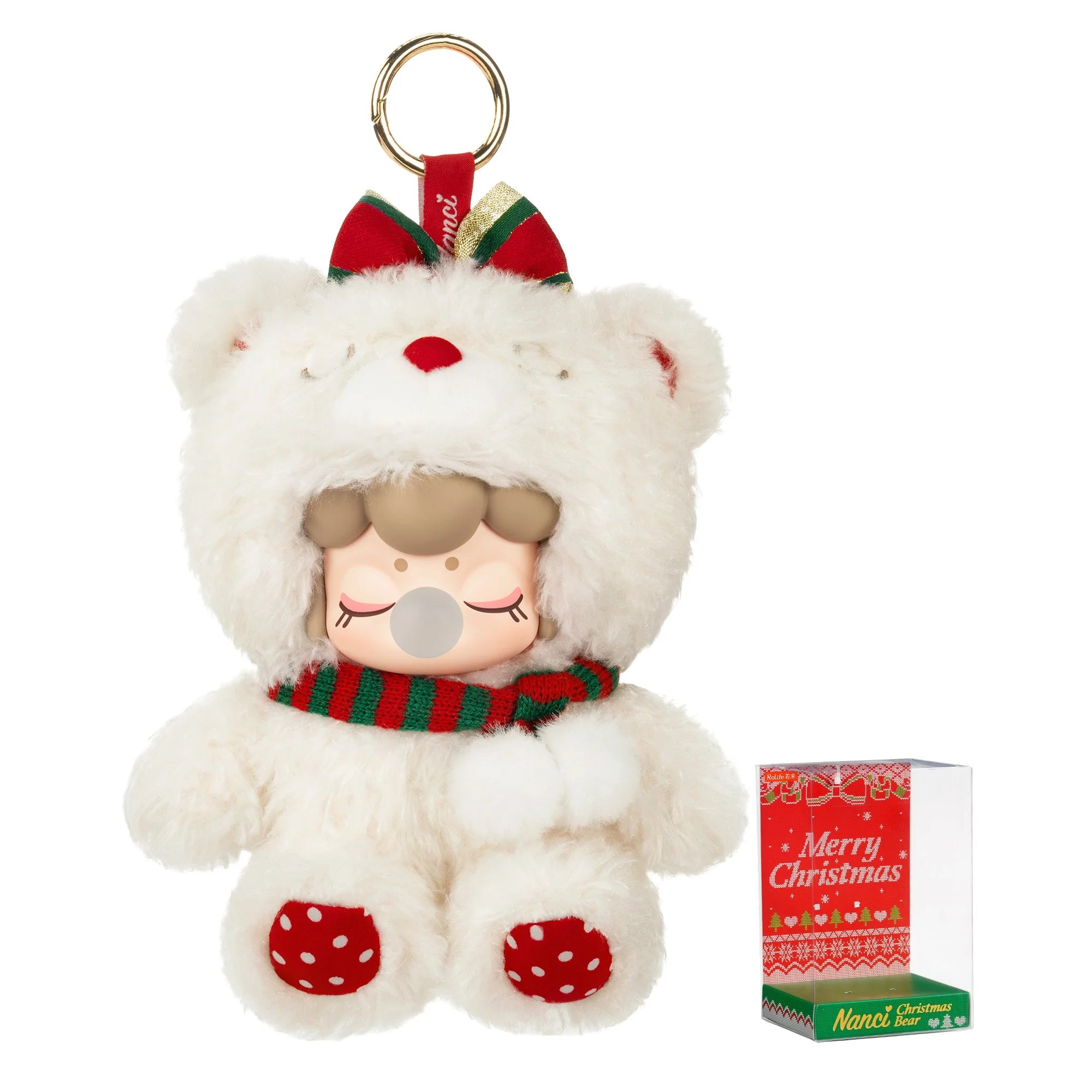 Nanci Christmas Bear Plush Pendant Collectible Plush Doll Toys Gift for Kids Friends Adults