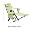 YOUNG WOOD 2-In-1 Reclining Camping Chair with Footrest, Foldable Outdoor Lounge Chair with Cup Holder & Headrest, Portable