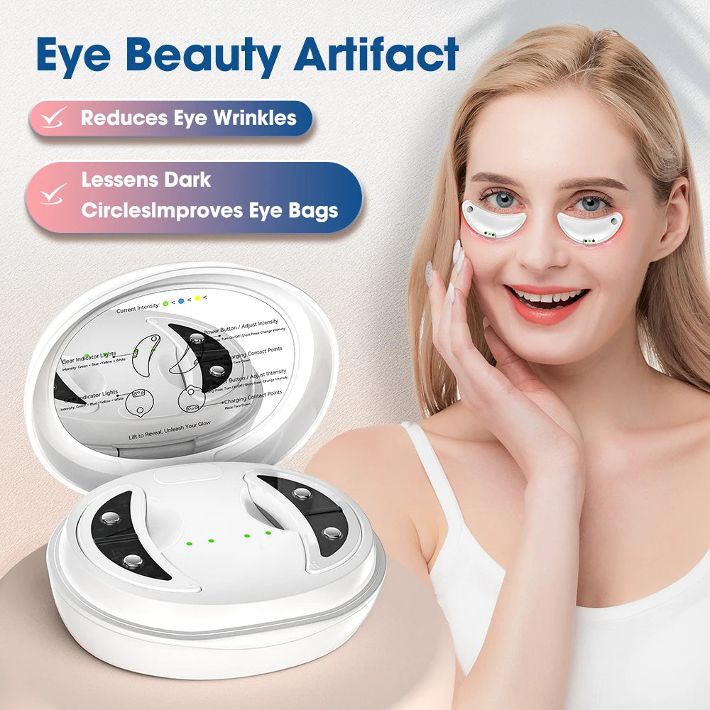 Red Light Microcurrent Eye Massager LED under Eye Patches Eye Care Device Eye Rejuvenation Pads for Puffy Eyes and Dark Circles