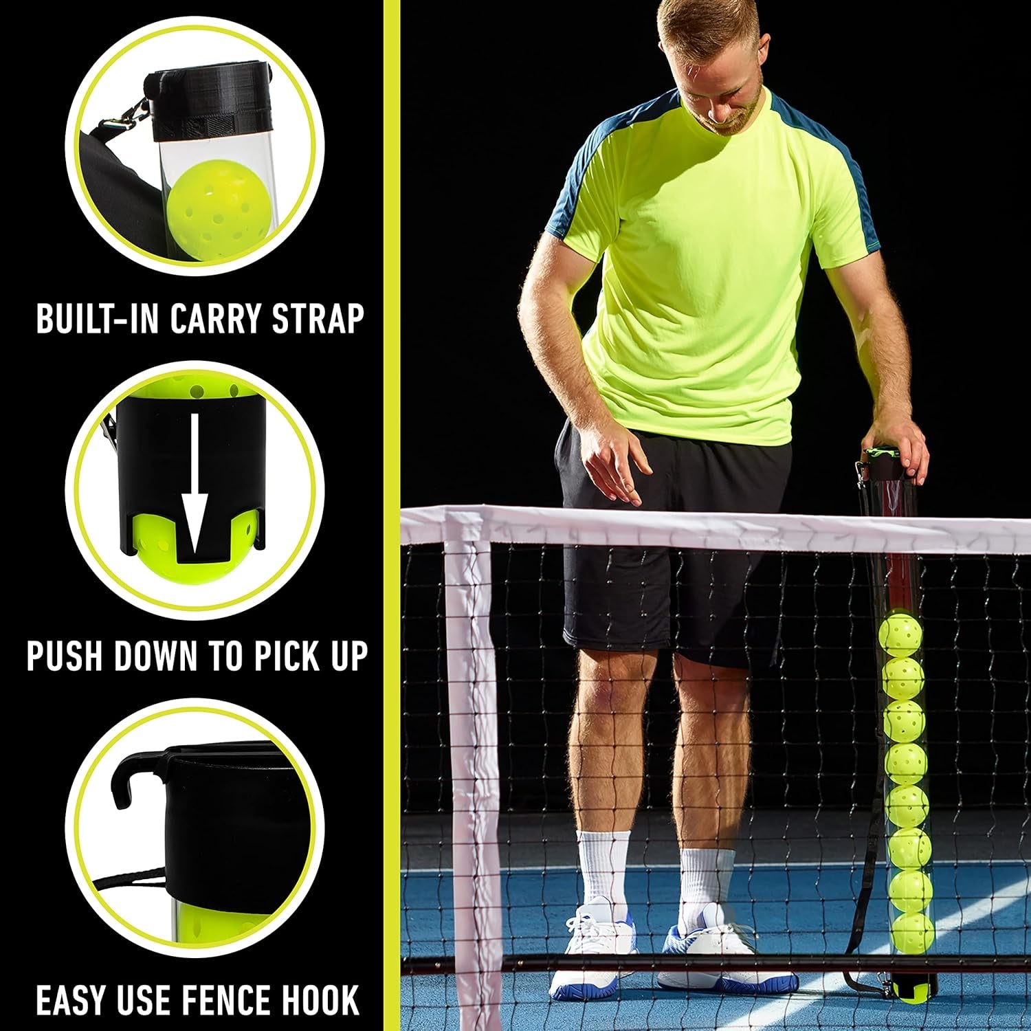 Franklin Sports Pickleball, Tennis + Padel Ball Hopper Tubes - (15) Tennis/Padel Ball 