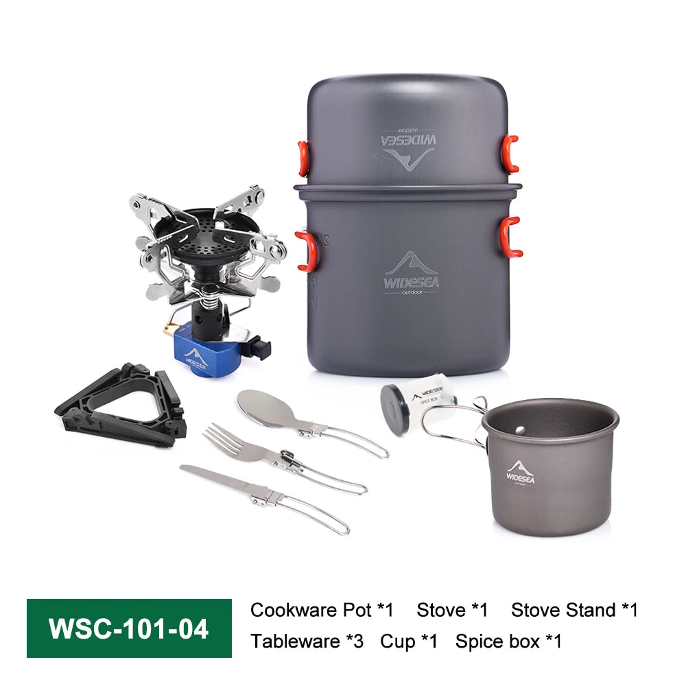 Camping Gas Stove Tableware Set Portable Gear Tourist Gadgets Kitchen Stuff Cooking Survival Camper Accessories Supplies
