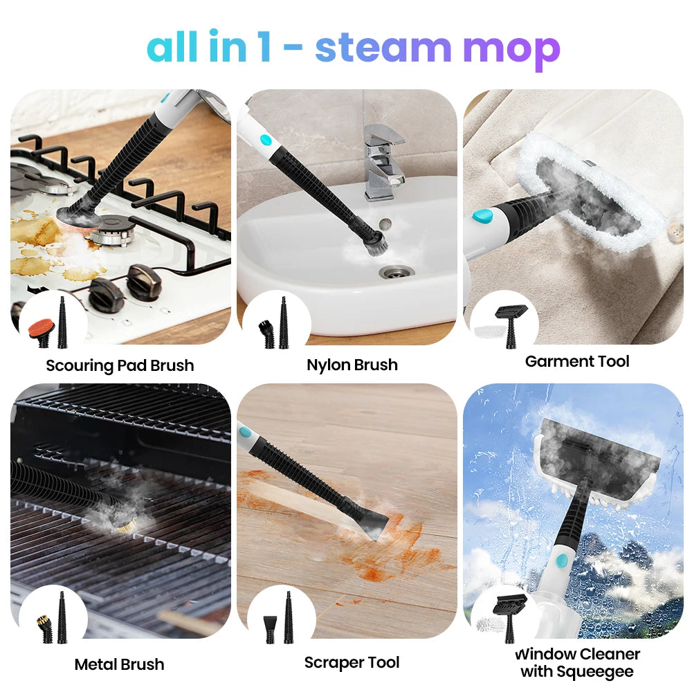 F1 Steam Mop, All-In-One Scrubbing Floor Steamer,11 Accessories Steam Cleaner for Dirt, Grease, Grout, Tile,Floor, Car