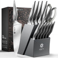 Premium Knife Set 15 PCS Stainless Steel Knife Set with Built-In Sharpener