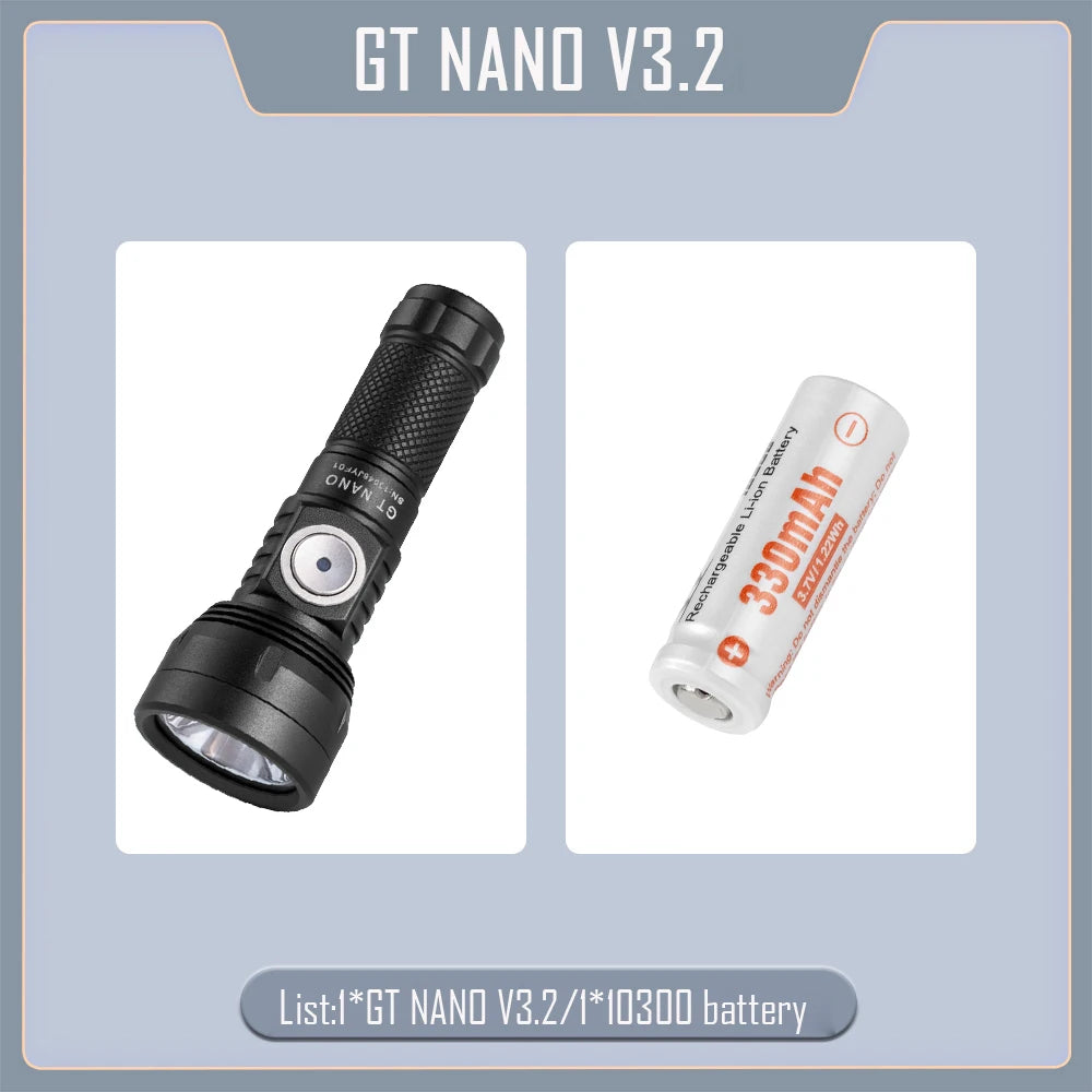 Professional Outdoor Flashlight for Camping Hiking Outdoor Illumination Tool  GT NANO LED Flashlight 450 Meters USB TYPE