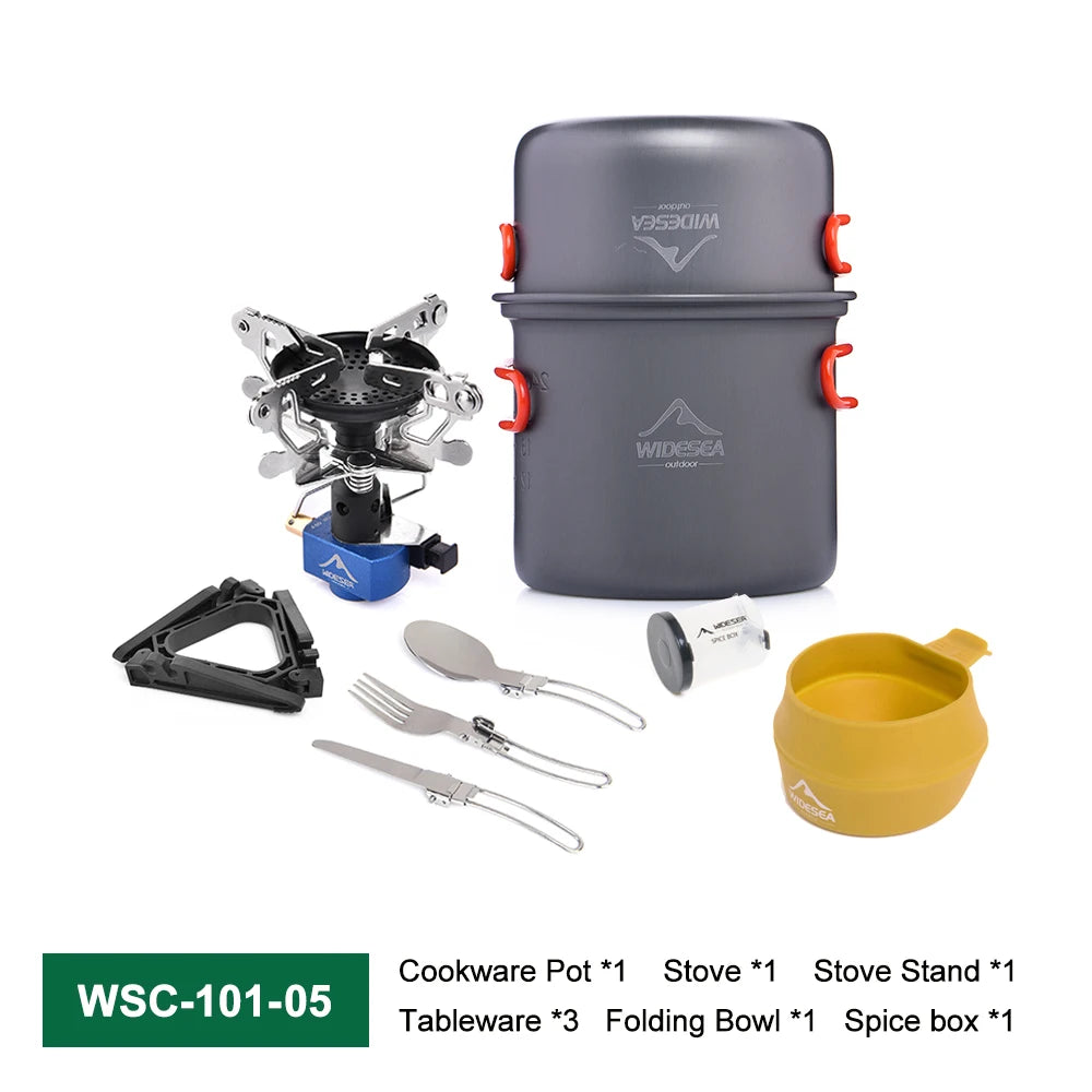 Camping Gas Stove Tableware Set Portable Gear Tourist Gadgets Kitchen Stuff Cooking Survival Camper Accessories Supplies