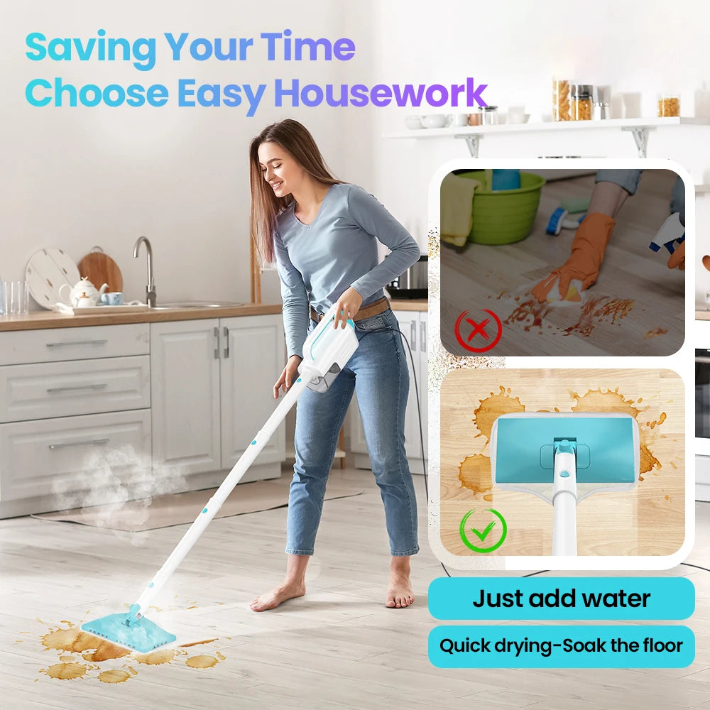 F1 Steam Mop, All-In-One Scrubbing Floor Steamer,11 Accessories Steam Cleaner for Dirt, Grease, Grout, Tile,Floor, Car