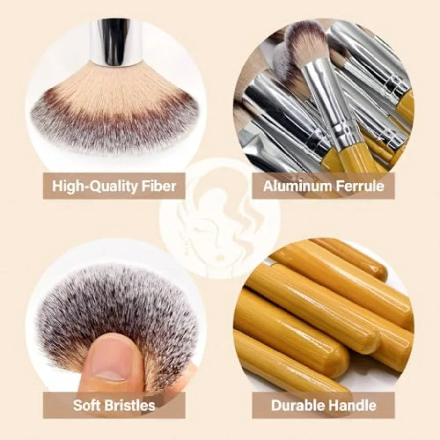 Makeup Brushes Set, Professional 26 Pcs Makeup Kit, Include Concealers Powder Foundation Eye Blush Shadows 21 Pcs Bamboo Makeup