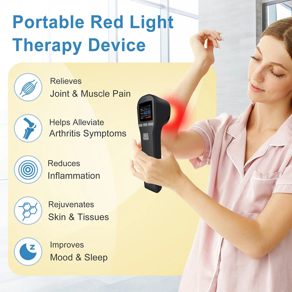 ZJKC 880Mw 650Nm×16+808Nm×4 Infrared Red Light Handheld Massage Device Portable Daily Body Care Instrument