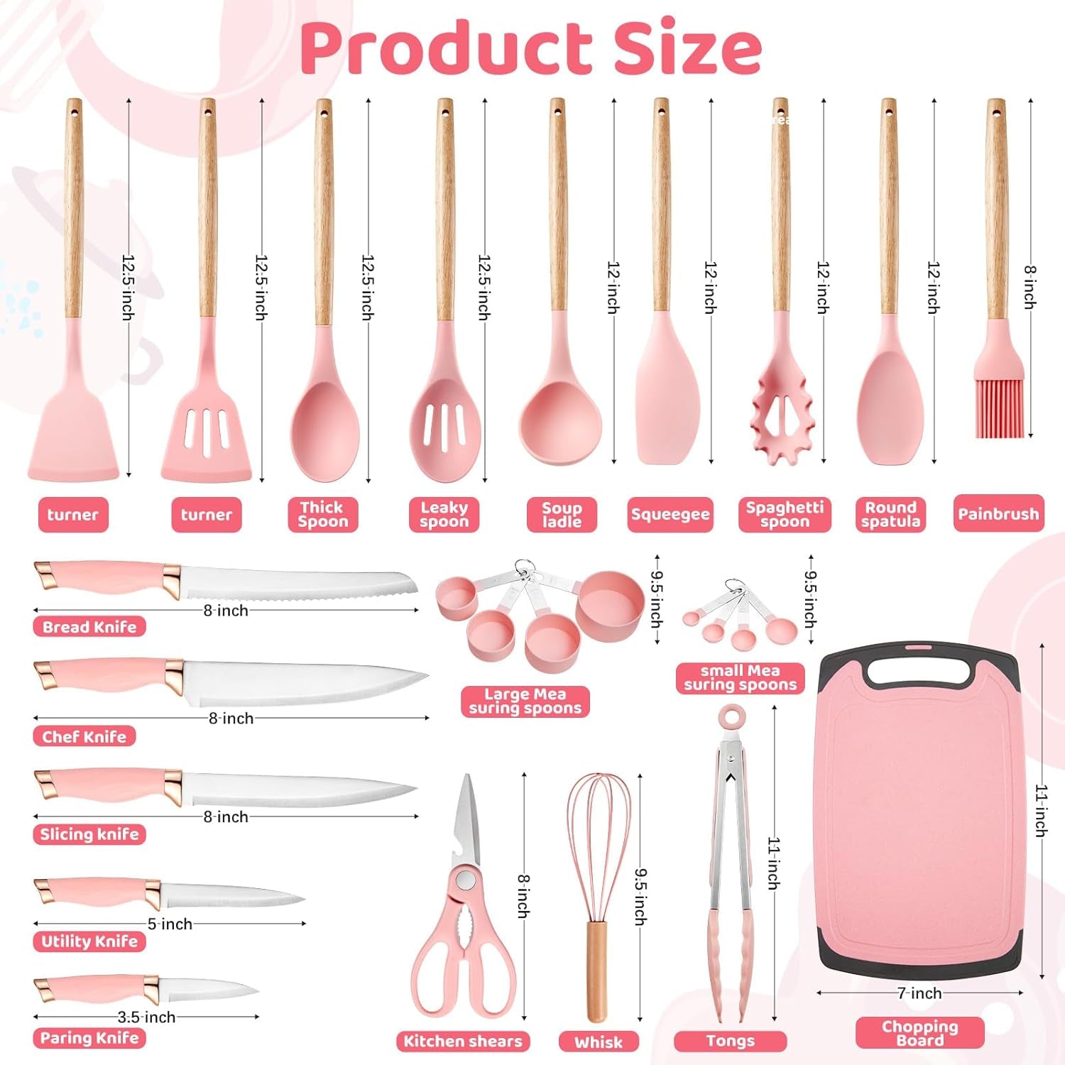 37 PCS Kitchen Utensils Set, Silicone Cooking Utensils Set with Knife Set and Holder