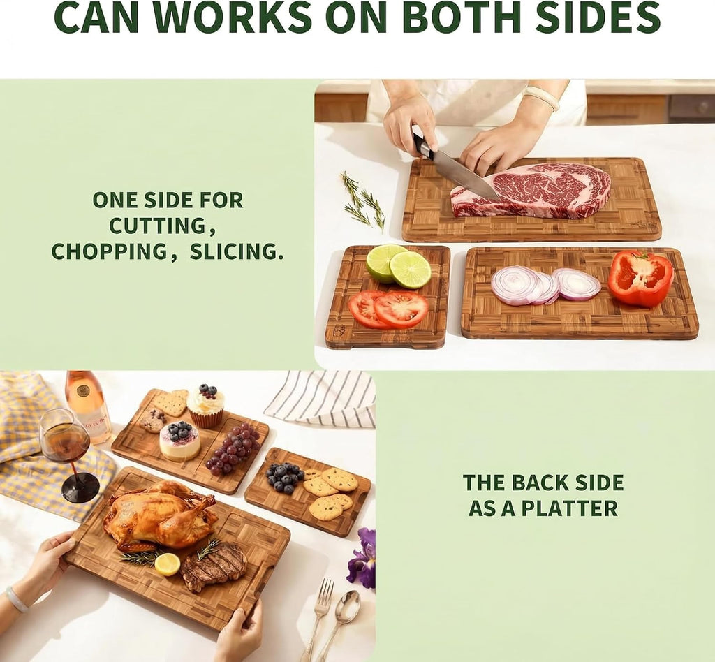 Bamboo Cutting Board for Kitchen with Juice Groove