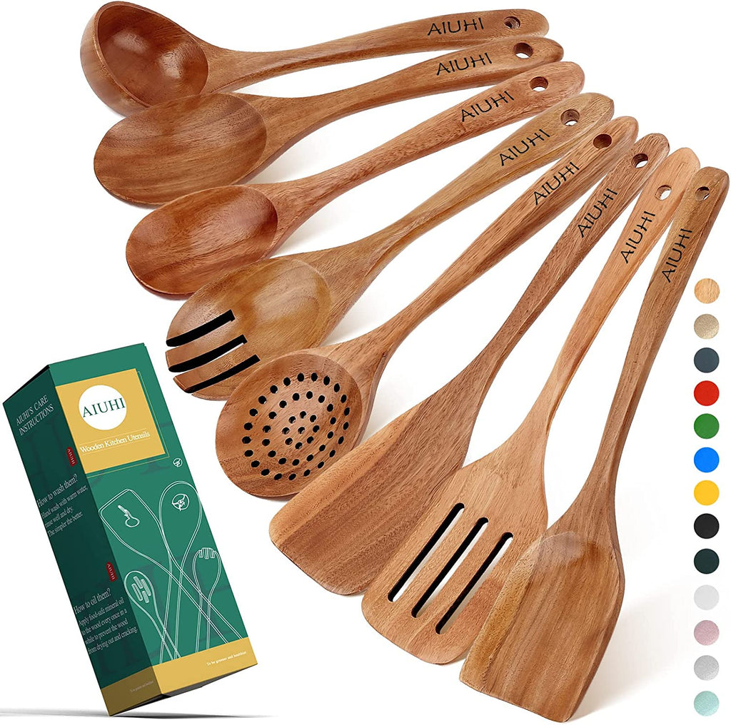 Wood Spoons for Cooking, Nonstick Kitchen Utensil Set