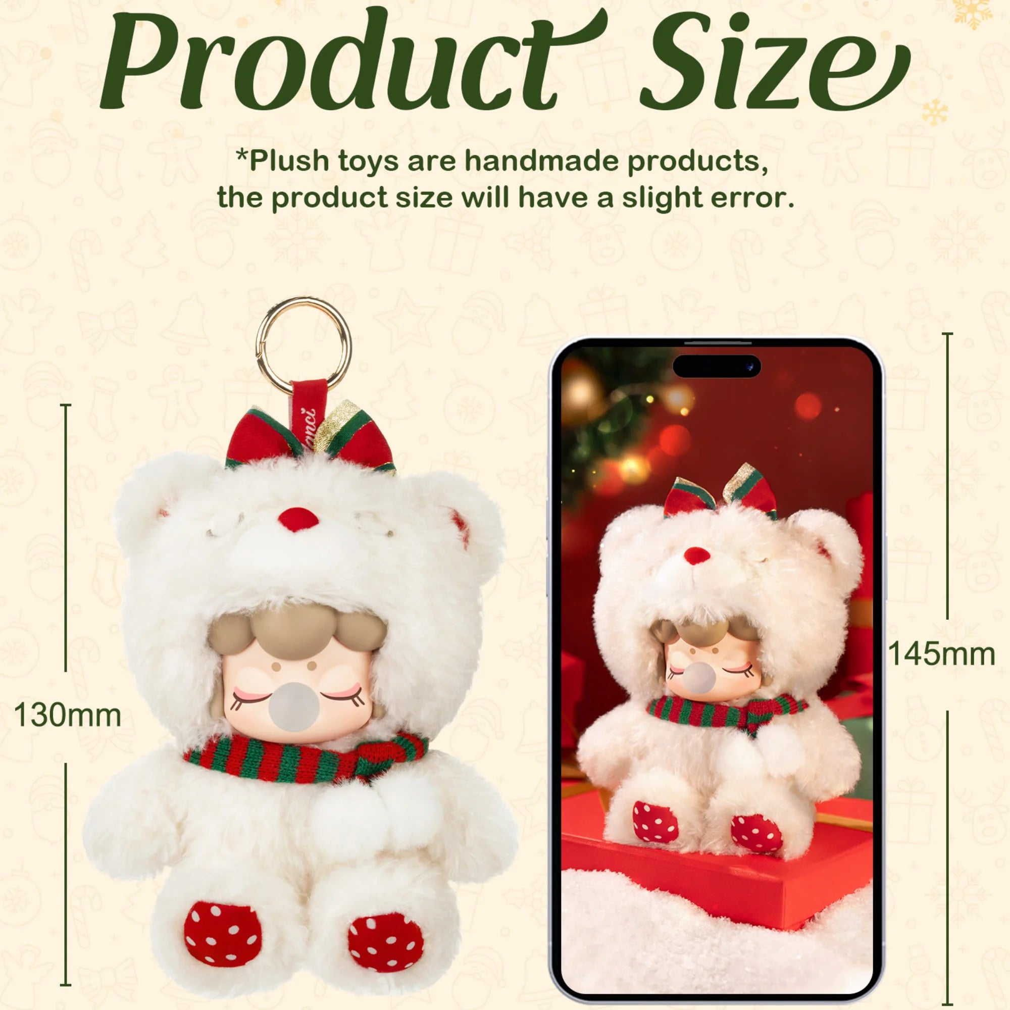 Nanci Christmas Bear Plush Pendant Collectible Plush Doll Toys Gift for Kids Friends Adults