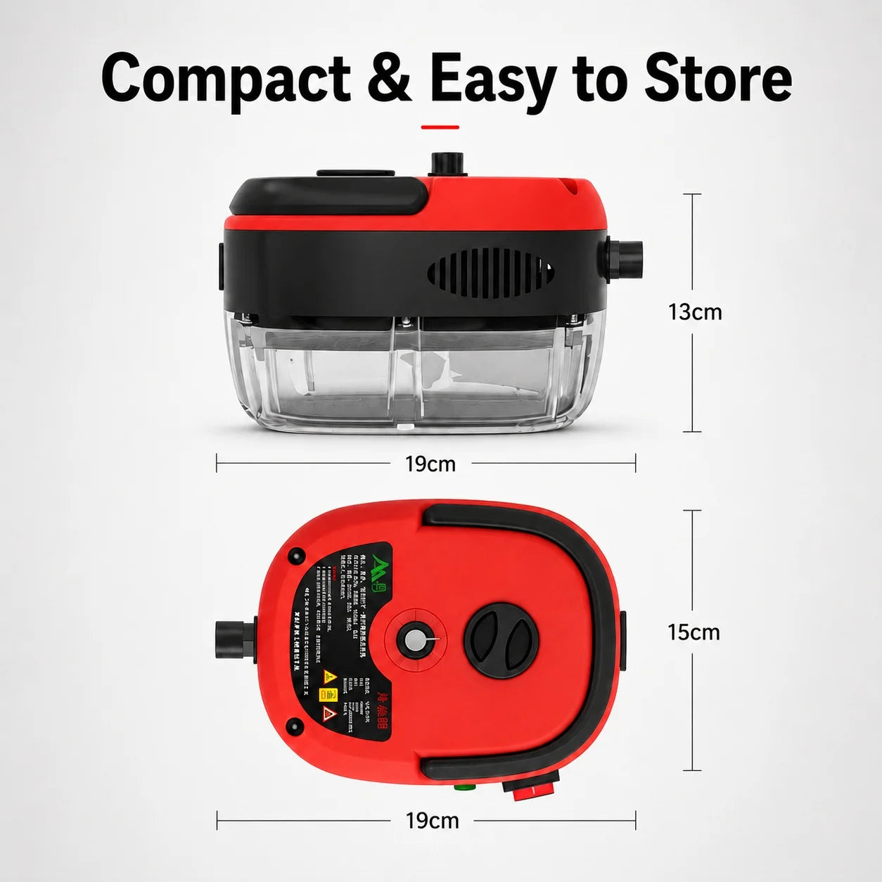 001 Small and Portable High-Pressure Red White Steam Cleaner with Brush Heads Handheld Sanitizing 6-Speed Settings Extended Hose Large Capacity Removes Grease Dust Mites for Air Conditioners Range Hoods Floors Bathrooms Cookware Tableware