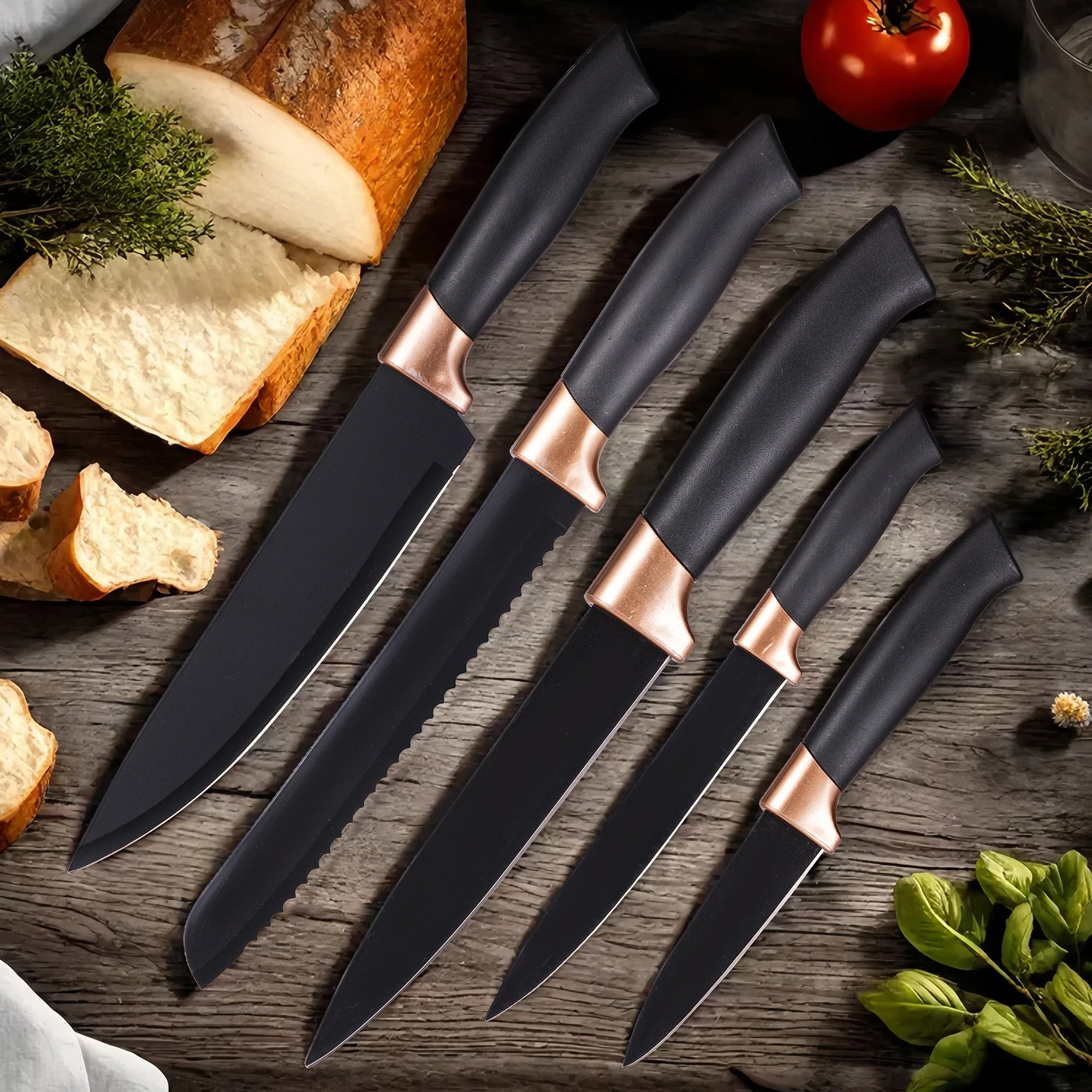 19Pcs Professional Kitchen Knife Set with Silicone Cooking Utensils & Cuttingboard, High Carbon Stainless Steel Chef Knives.